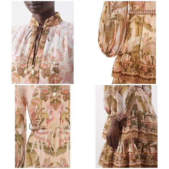 💕ZIMMERMANN💕 Lyre Ruffle Tiered Billow Sleeve Midi Dress ~ Spliced US 6 NWT - Picture 10 of 16